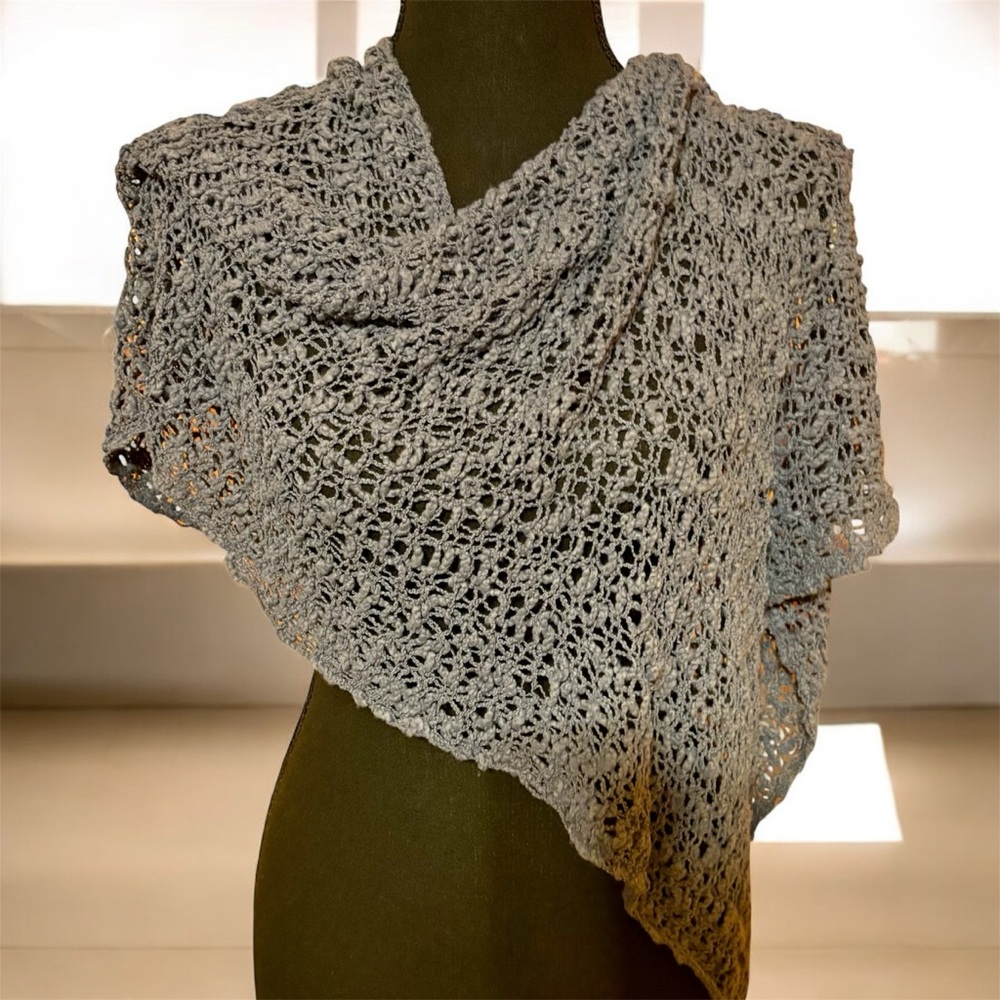 Knit slate blue shawl new one size